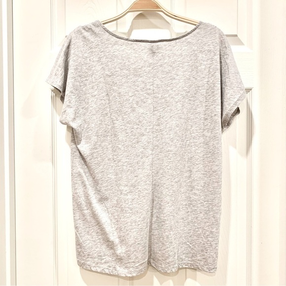 VS Light Heather Grey Oversized Criss-Cross Front Short Sleeves Active Top - Picture 2 of 6